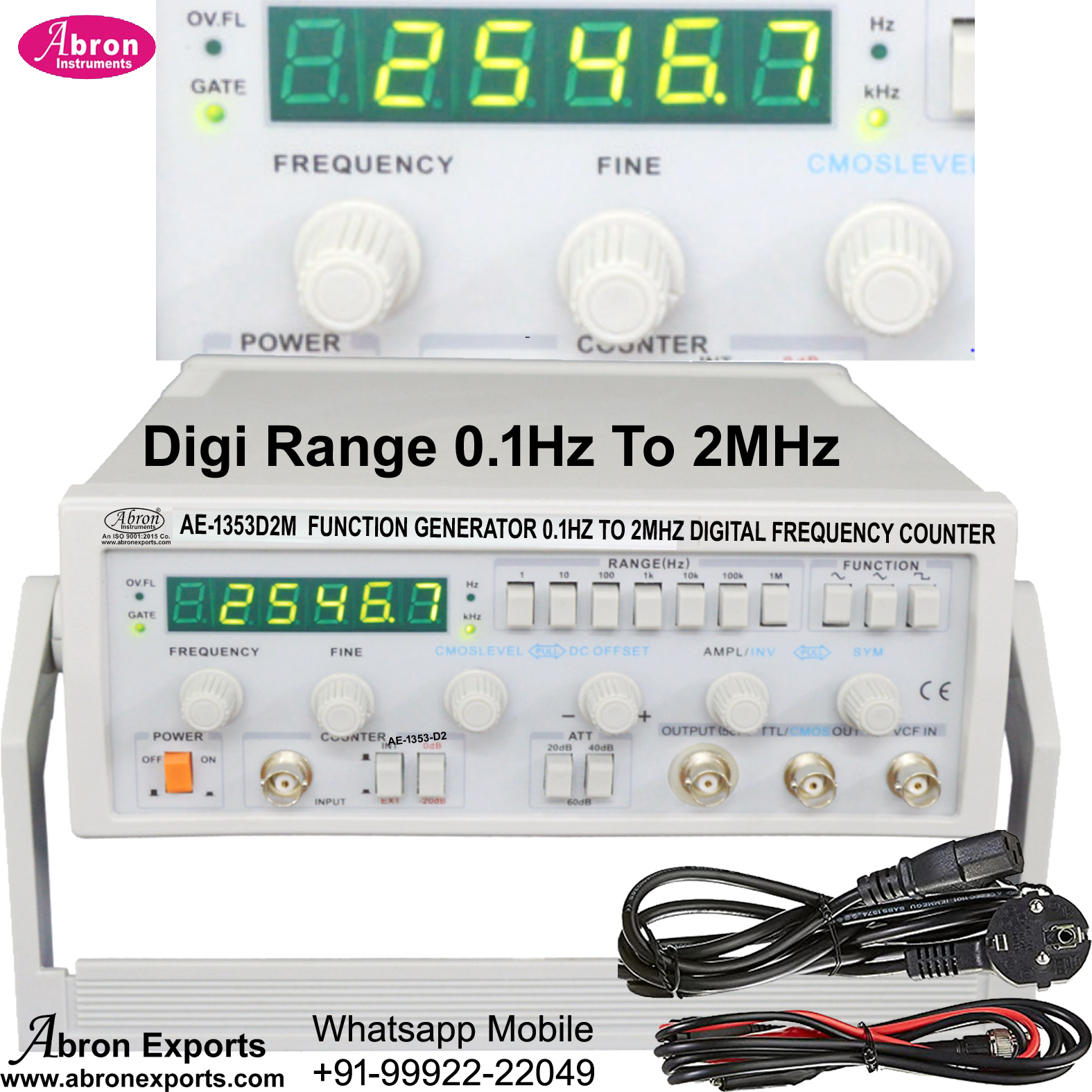 Function Generator FG 10Hz To 2MHz Digital Sine square triangle wave Audio Frequency Oscillator Amplitude 2v/ 20V PP Abron AE-1353D2M